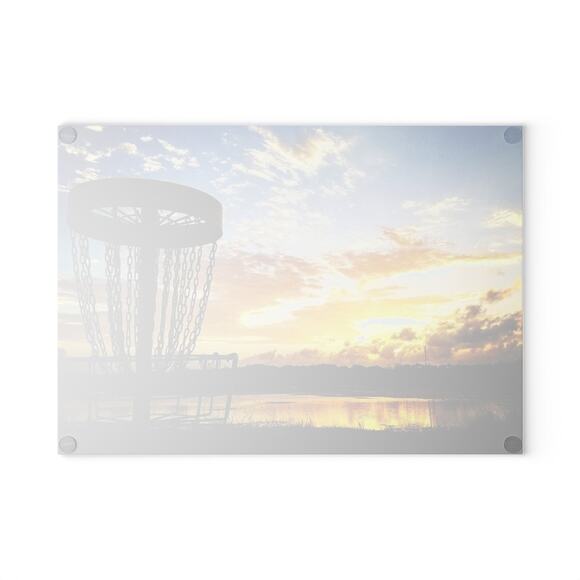 Disc Golf Blue Sunset Glass Cutting Board Discgolf Discgolfer Gift - Picture 6 of 8